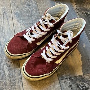 (8) Vans Burgundy Suede High Tops with White Swoosh